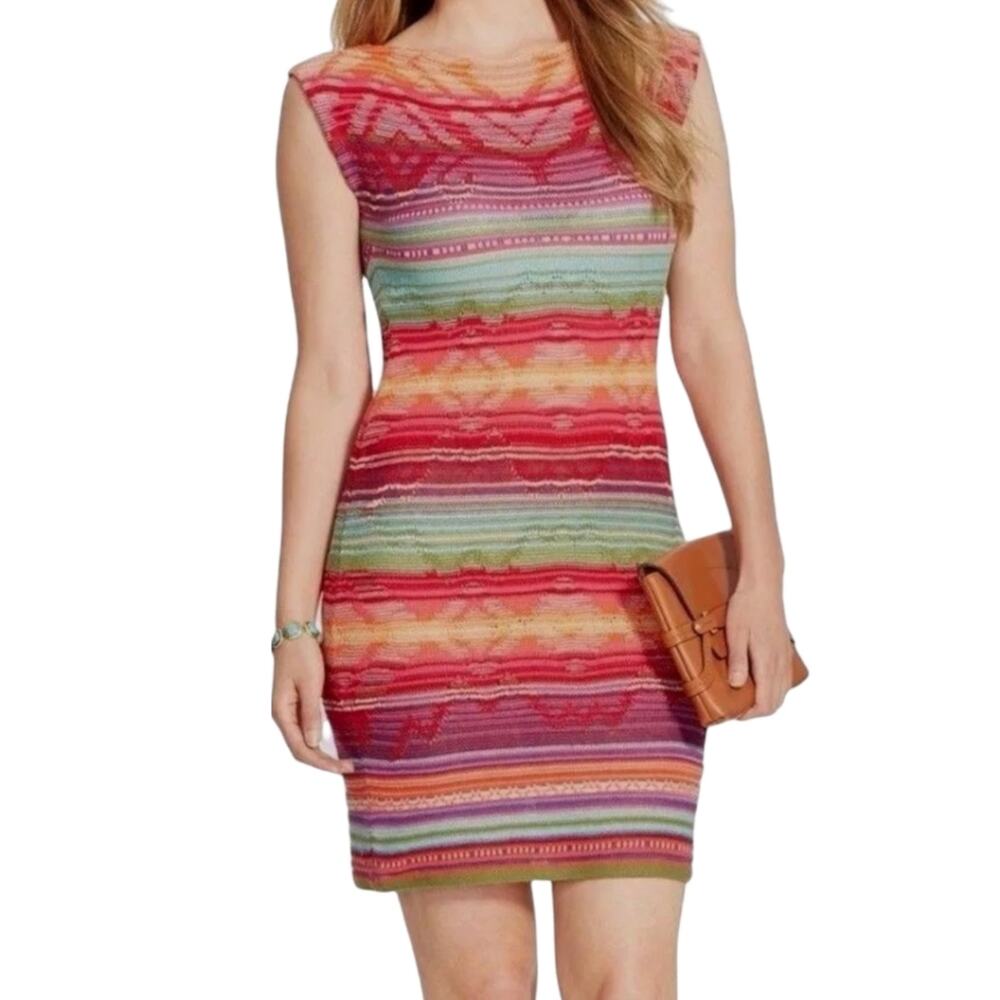 LAUREN Ralph Lauren Aztec/Tribal Lined Sleeveless Holiday Sweater Dress | M